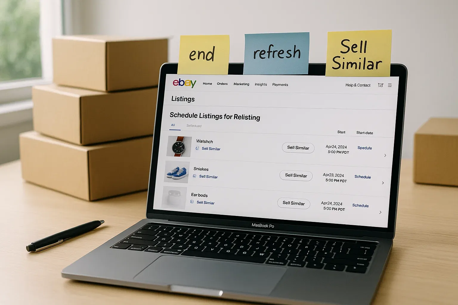 eBay seller automating relisting process to keep store activity and ranking high