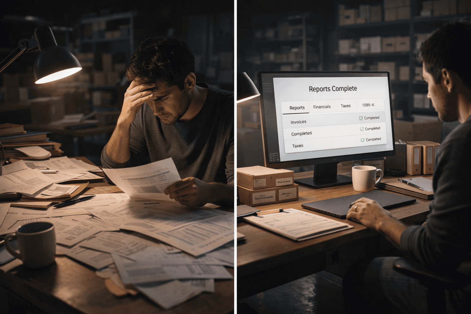 Seller moving from tax confusion to organized financial control.