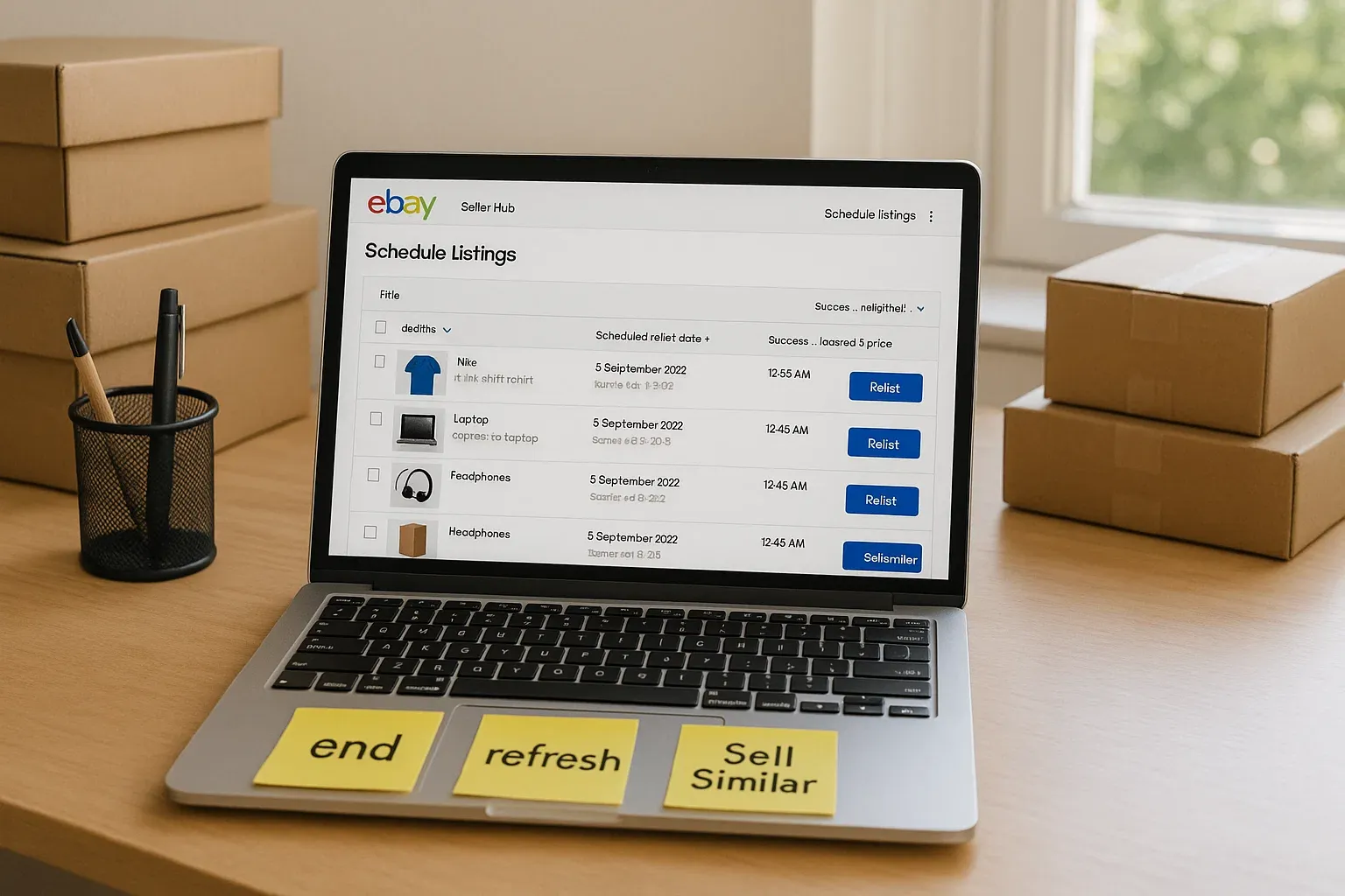 Seller reviewing CTR and pricing to improve eBay clicks and conversions