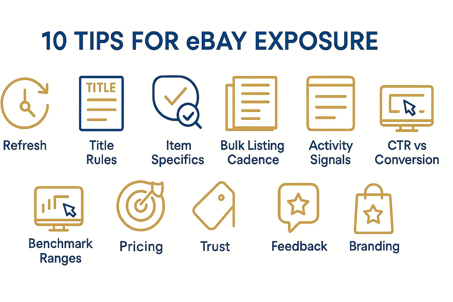“Infographic of 10 steps to increase eBay listing exposure and conversions